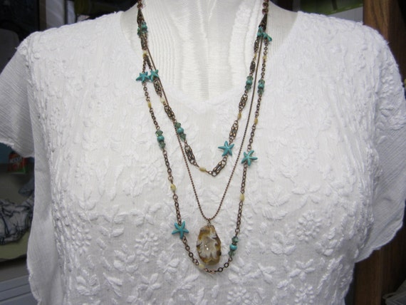 Three Stranded Turquoise Necklace