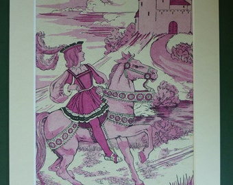1930s Vintage Children's Fairy Tale Prince Print - Fairytale Castle Illustration - Handsome Prince - Available Framed - Children's Art Print