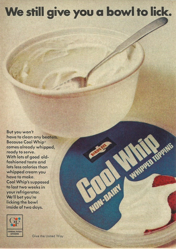 Cool Whip Original 1968 Vintage Print Ad Color by VintageAdarama