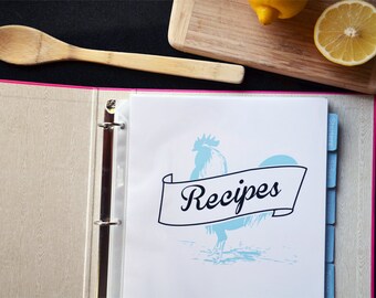DIY Recipe Binder Printables - Instant Download - Cookbook Printables - Fillable pdf's and printable tabs incuded