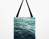 Dark Waters 3 - Tote Bag, Turquoise Blue Green Ocean Surf Beach Towel Bag, Bohemian Hippie Chic Fashion Accessory. In Small / Medium / Large