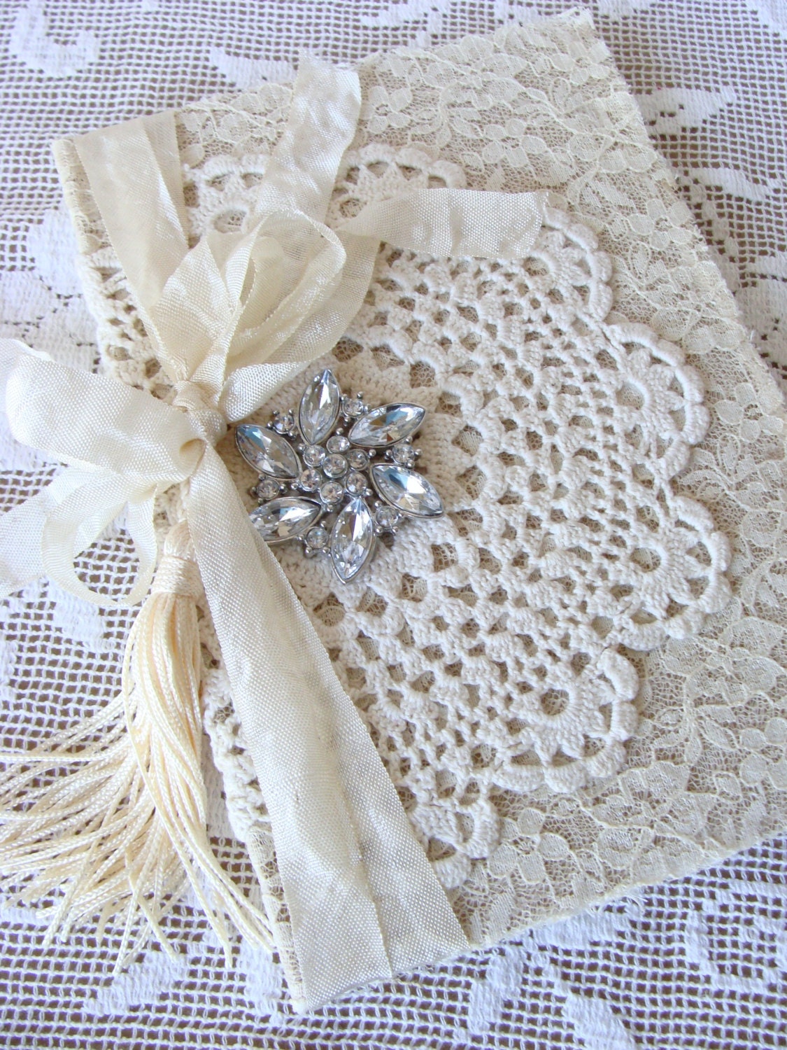 Vintage Lace Doily Wedding Journal Wedding Memory Book Diary