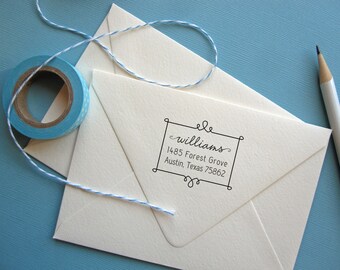 Self Inking Return Address Stamp, custom address stamp, self Inking black, rubber stamp wood handle