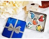 Vintage Birds Fabric-covered Button Refrigerator Magnets Set of 5 (Cardinal, Blue Bird, Robin, Goldfinch, Blue Jay...)