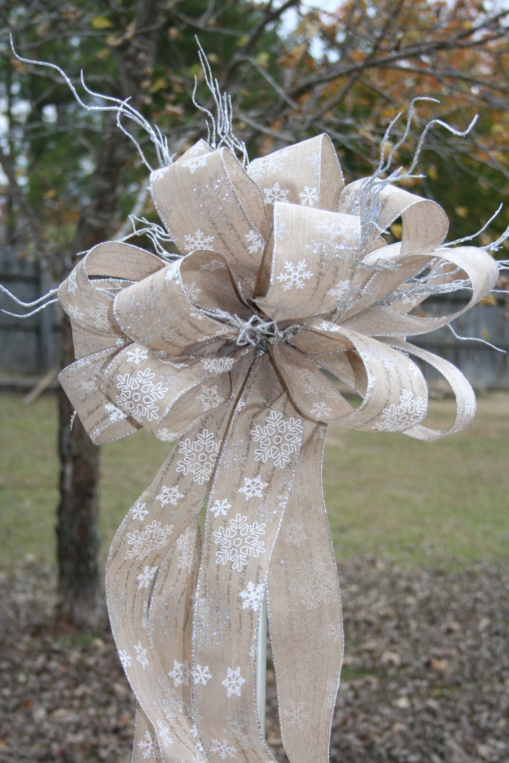 Christmas Tree Topper Ribbon Topper Bow Topper Natural