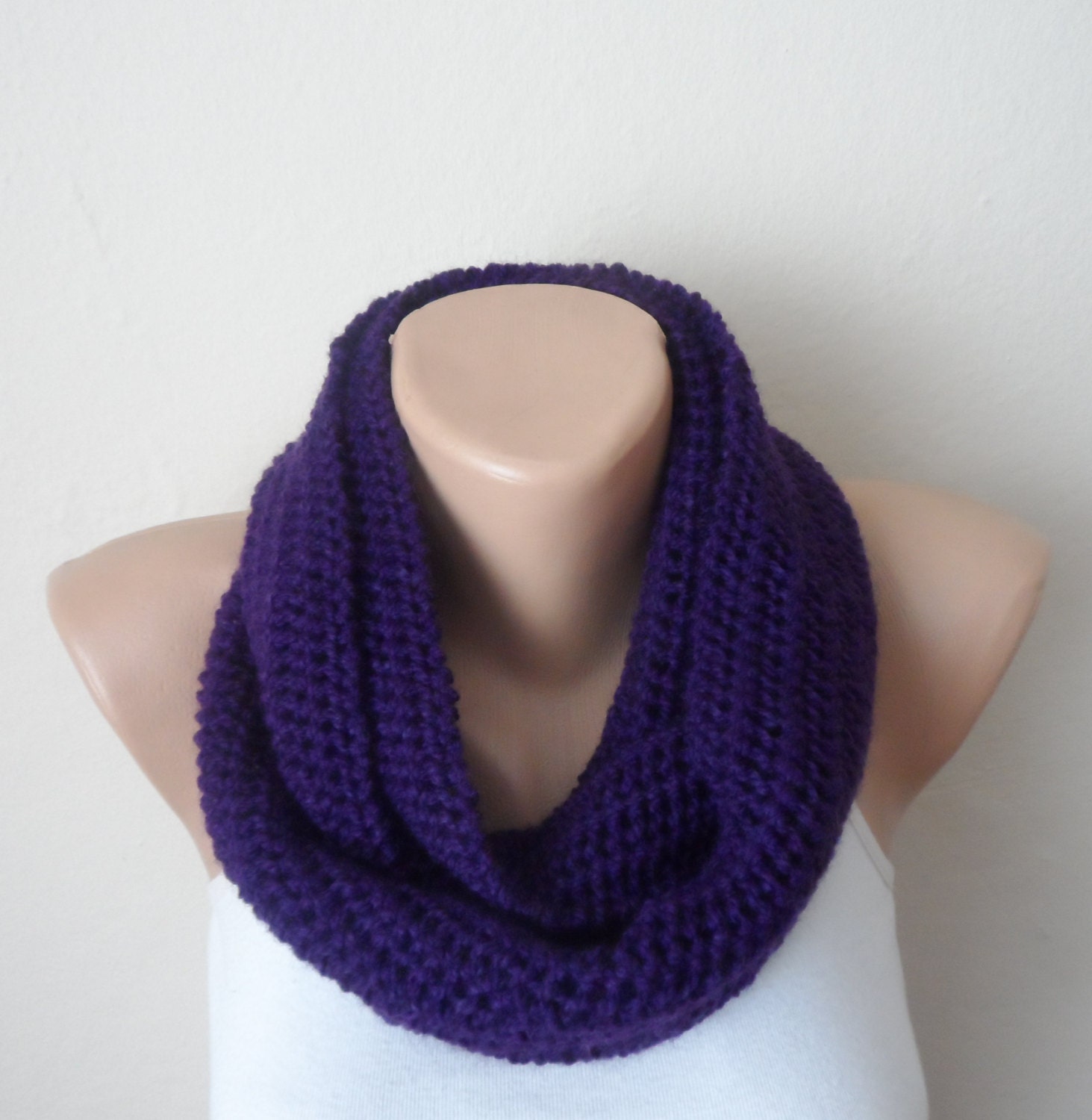 purple knit infinity scarf lilac circle scarf winter scarf