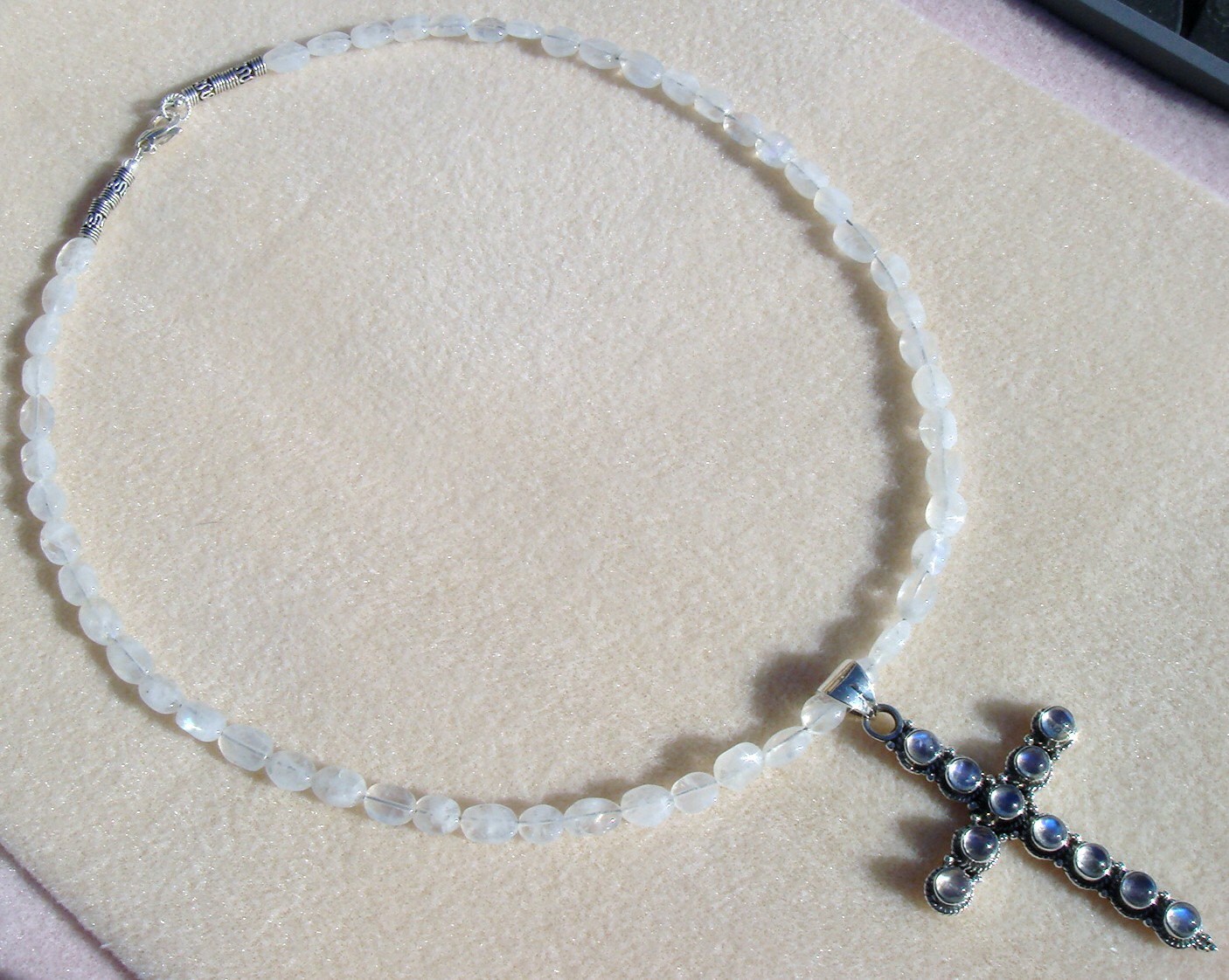 Rainbow Moonstone Necklace Moonstone Cross Pendant Rainbow