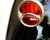 Fine Art Photograph - Model A Stop Tail Light, Americana, vintage, antique, Cars, Automobile, Classic, Ford, old, red, black, Chrome, white