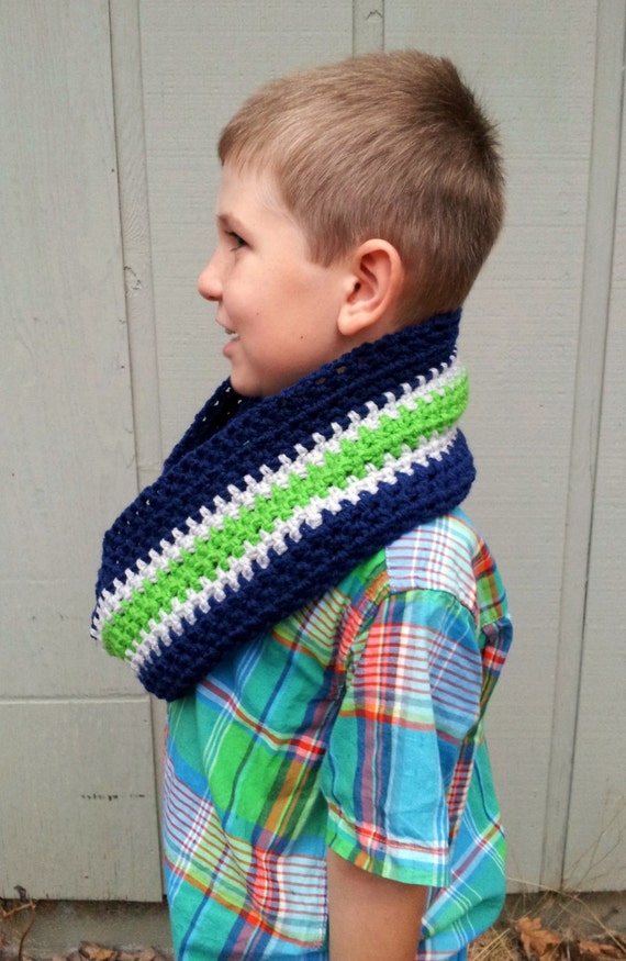 Seattle Seahawks Navy Gray and Lime Green Crochet Infinity