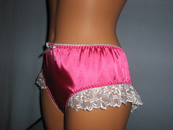 Items similar to Vintage Style Romantic Shiny Pink Satin French Panties ...