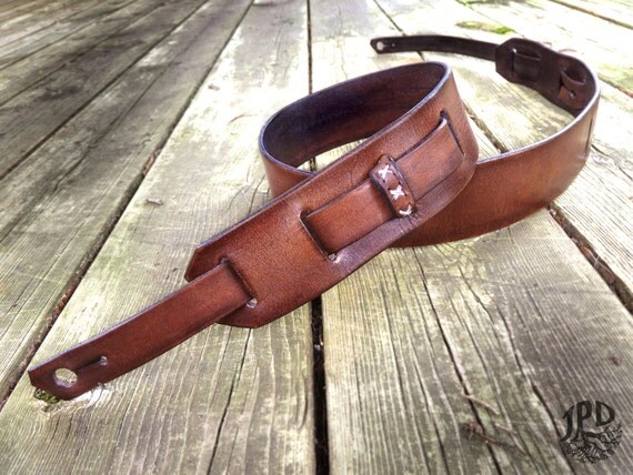 Custom Leather Guitar Strap / Vintage Thin Strap / by JPDco