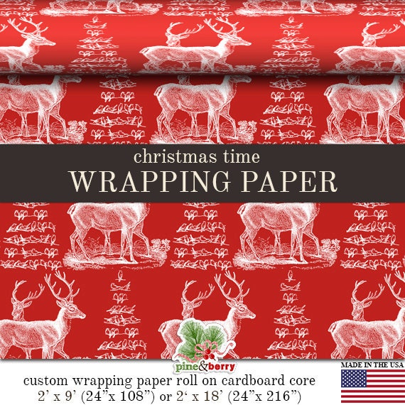 christmas gift wrap roll vintage reindeer by pineandberryshop christmas gift wrap roll vintage reindeer by pineandberryshop