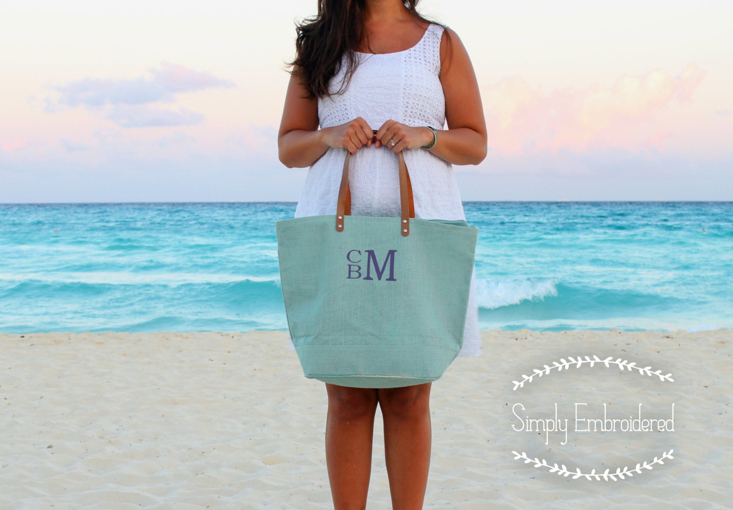 Burlap Jute Monogrammed Zippered Tote | Bridesmaid Gift | Mother's Day