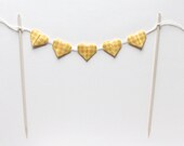 Cake Bunting / Mini Origami Garland Yellow Heart / Dessert Decor Decadent / Birthday Picnic / Wedding / Baby Shower / Tropical Beach / Lemon