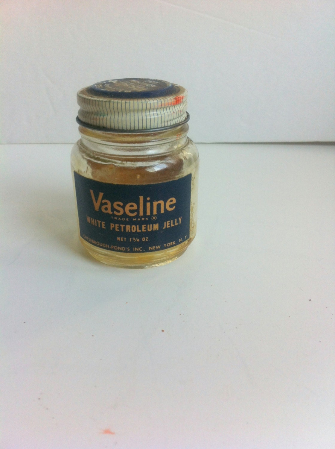 Glass Vaseline Jar With Screw On Lid Vintage White Petroleum