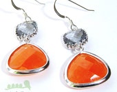 Drop Earrings - Wedding Jewelry - Bridal Earrings -  Bezel Silver Earrings - Daily Wear Earrings - Red Aventurine
