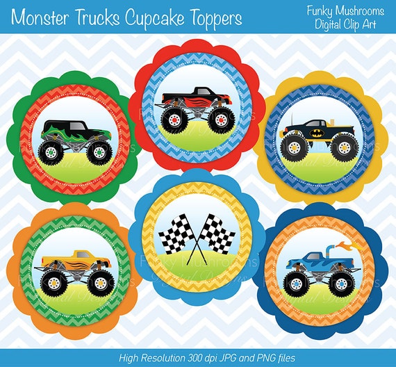 monster-trucks-birthday-cupcake-toppers-digital-by-funkymushrooms