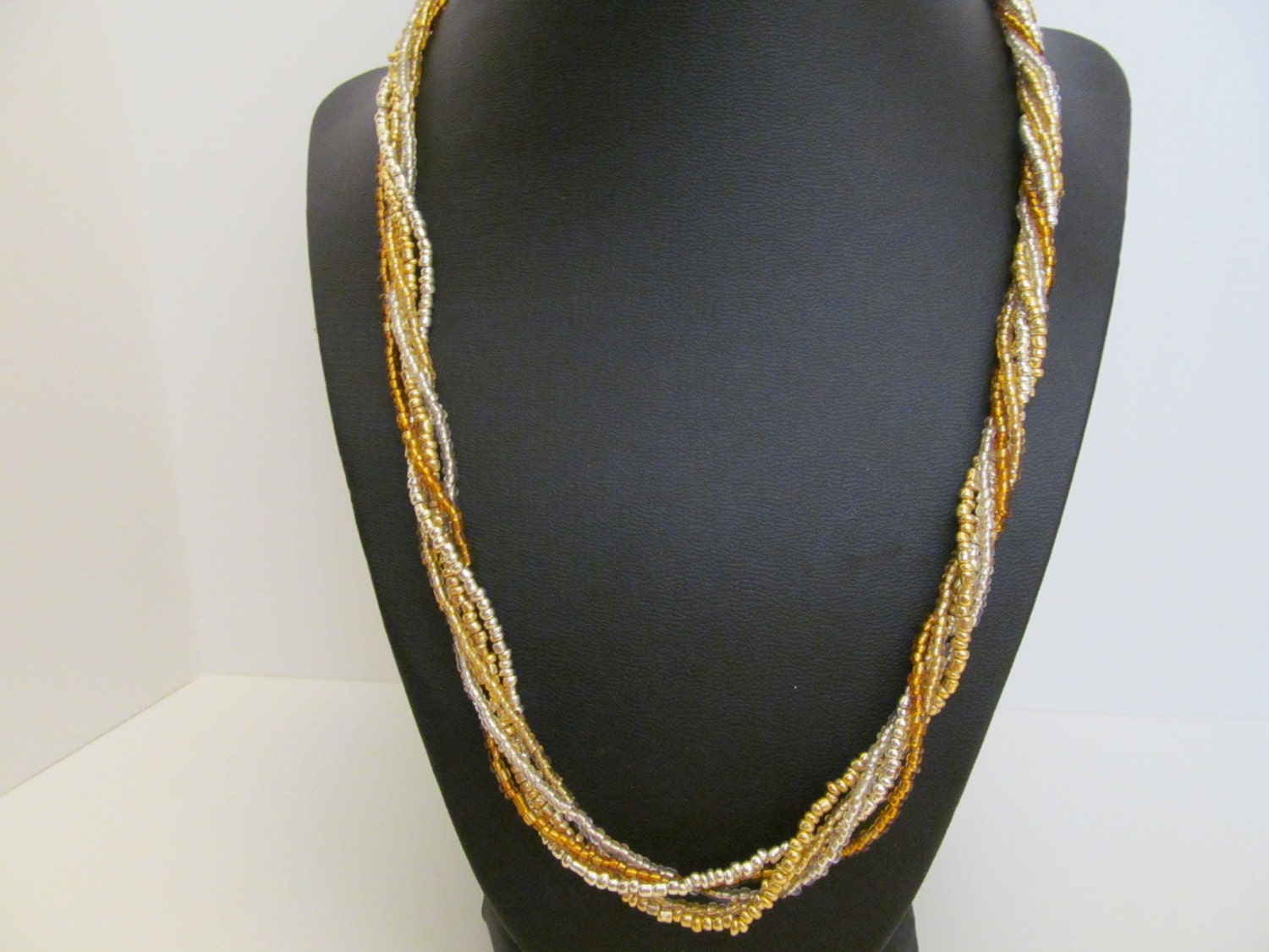 Beaded necklace twisted beaded necklace 5 strand beaded