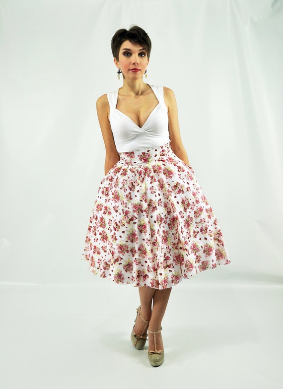 50's Full Skirt Circle Skirt Floral Skirt Midi Skirt от FatBerry