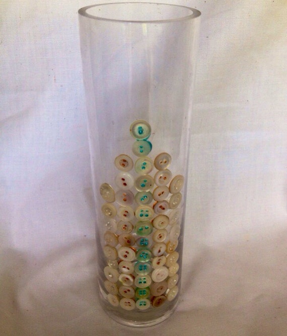 Teal and Copper Button Striped Vase