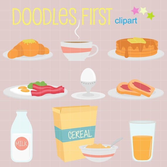 Good Morning Breakfast Set Digital Clip Art for Scrapbooking