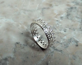 Limited time sale! SILVER TIARA RING and bonus stacker ring set. sterling silver crown ring Romantic statement ring gift for her under 30