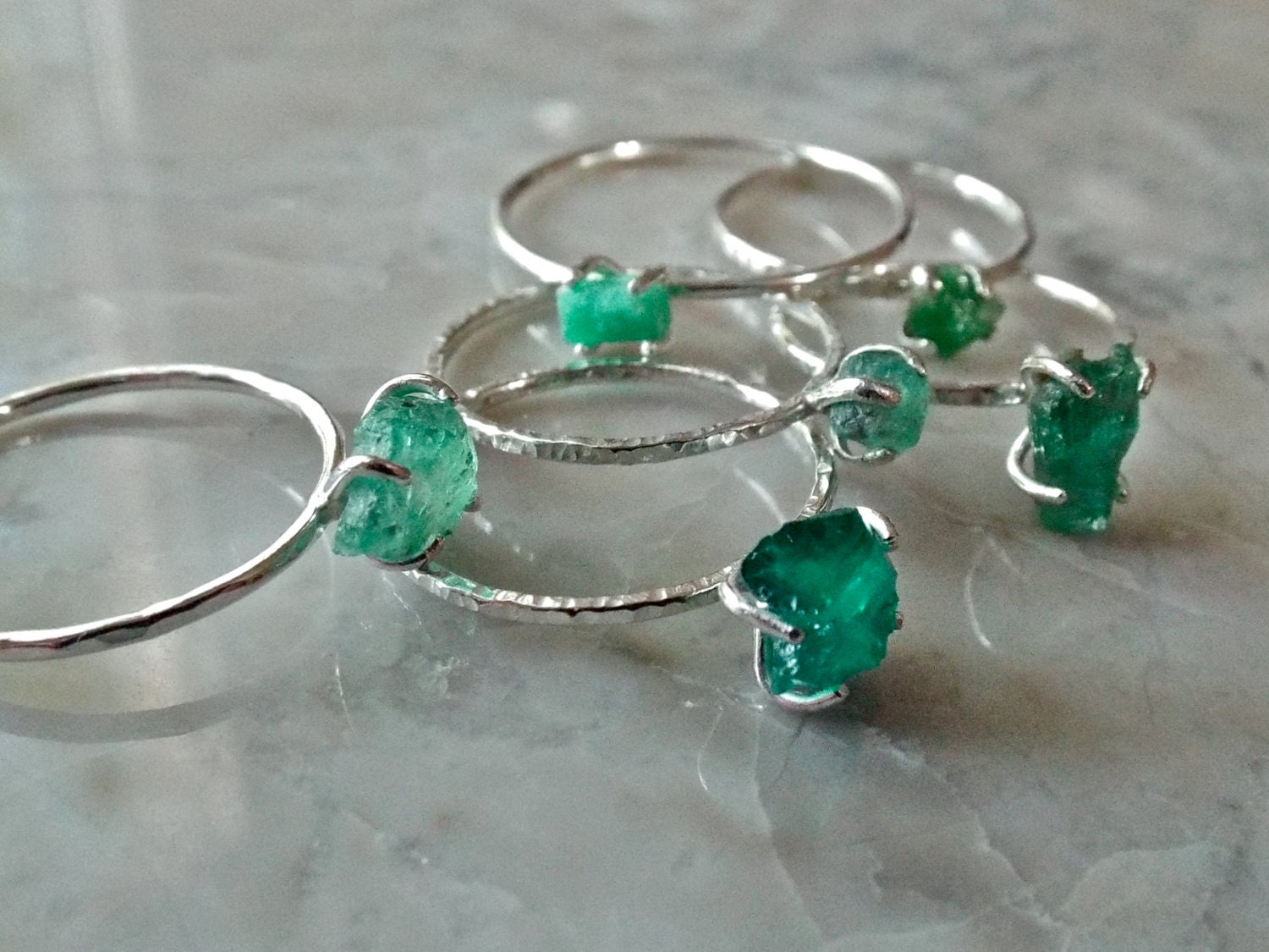 RAW EMERALD RING. Rough natural emerald crystal primitive
