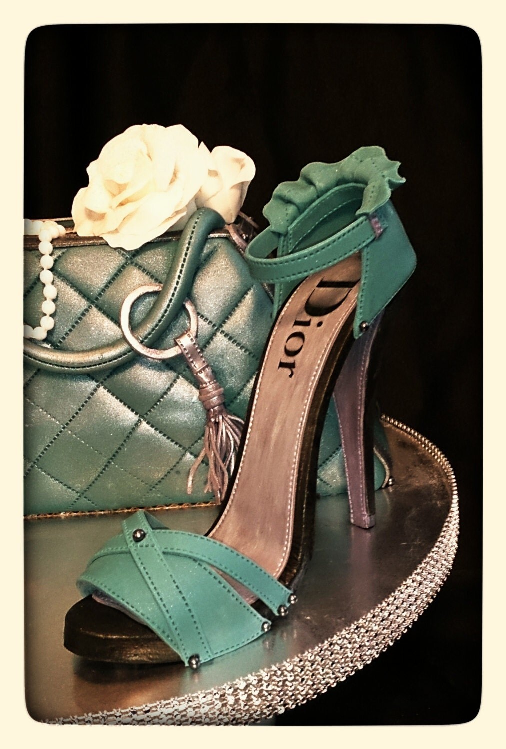 High Heel Cake Topper Dior Designer Label can be customized