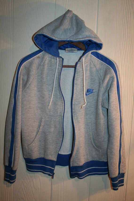 vintage unisex 80 s nike hoodie zip up sweater blue grey vintage unisex 80 s nike hoodie zip up sweater blue grey