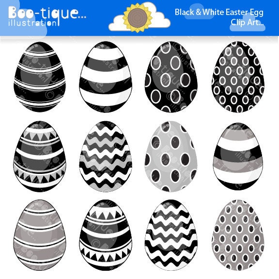 Easter Eggs Clipart Easter Clip Art For Instant Download Black