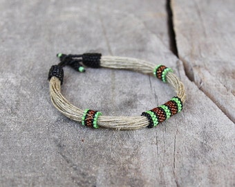 Surfer men's bracelet Linen bracelet for men Organic mens jewelry ...