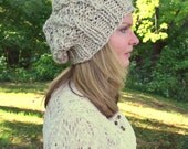 Chunky Slouchy Beanie, Knit Slouchy Hat, Wool Slouchy Hat, Slouchy Knit Beanie, Oatmeal, Tan - Ready to Ship Chunky Slouchy Beanie, Knit Slouchy Hat, Wool Slouchy Hat, Slouchy Knit Beanie, Oatmeal, Tan - Ready to Ship