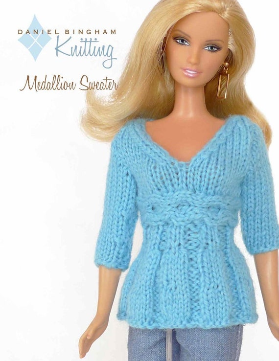 Knitting pattern for 11 1/2 doll Barbie: Medallion