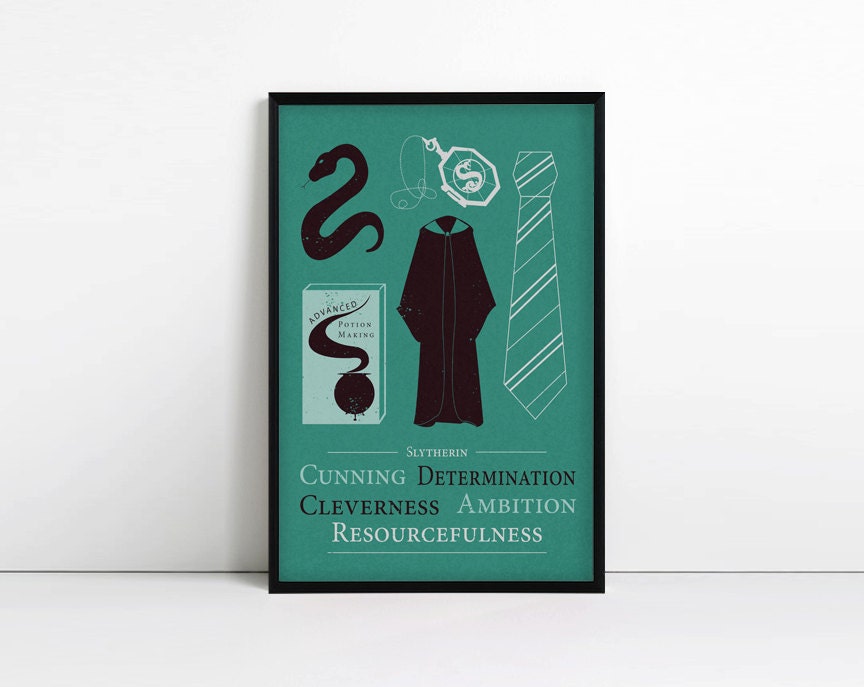 Slytherin Minimalist Poster Harry Potter Print by AbbieImagine