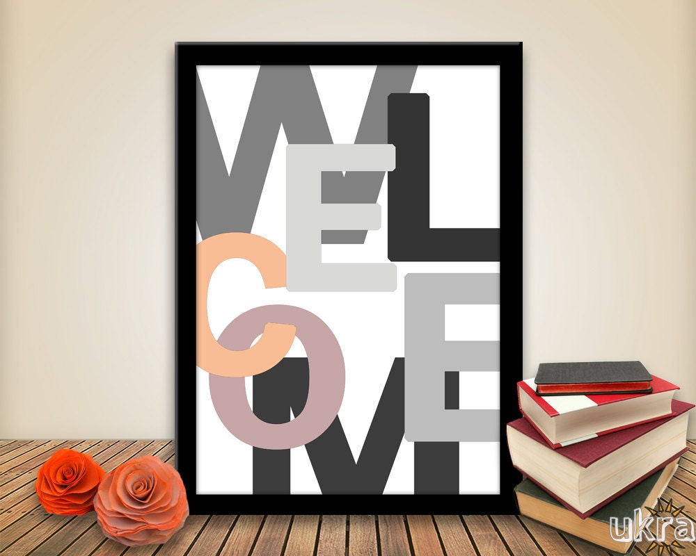 Welcome Wall Decor welcome printable:welcome typography printwelcome Welcome Wall Decor welcome printable:welcome typography printwelcome