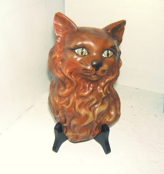 Vintage Cat Wall Hanging Ceramic Bust / Head by SweetScoresVintage