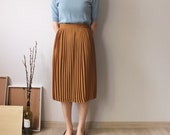 knee-length mustard accordion pleated  skirt  {Sample clearance}