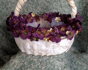 Burgundy and Gold Flower Girl Basket
