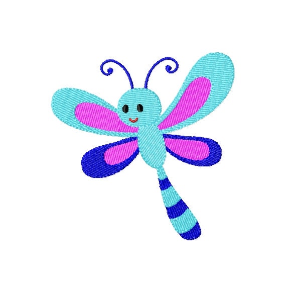 Dragonfly Filled Embroidery Design Instant Digital