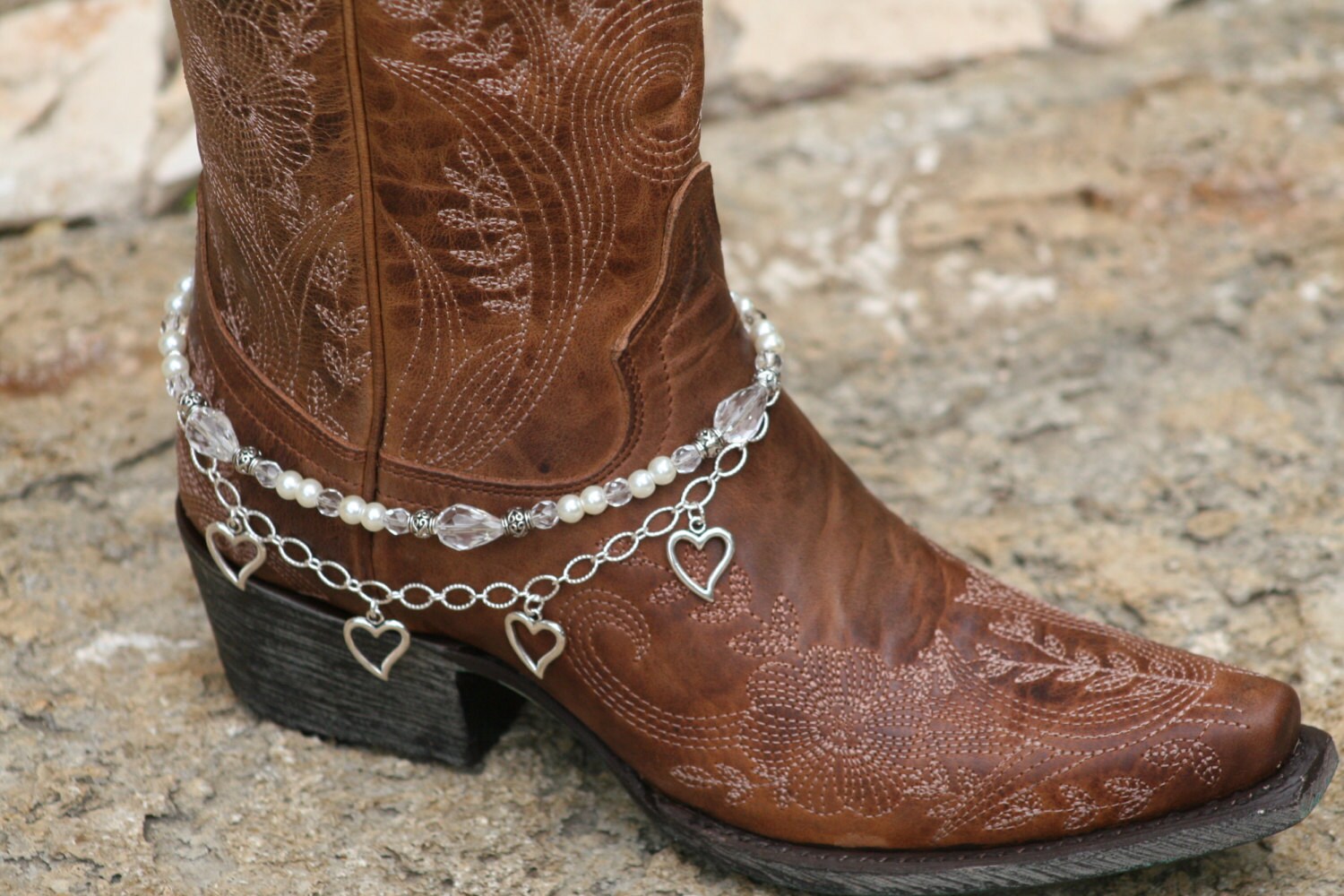 chunky boots with pearls