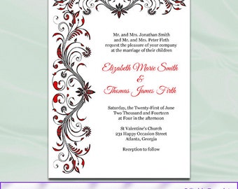 Black white wedding invitations templates