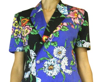 Vintage Gianni VERSACE jacket short sleeves floral pattern VERSUS by Gianni Versace