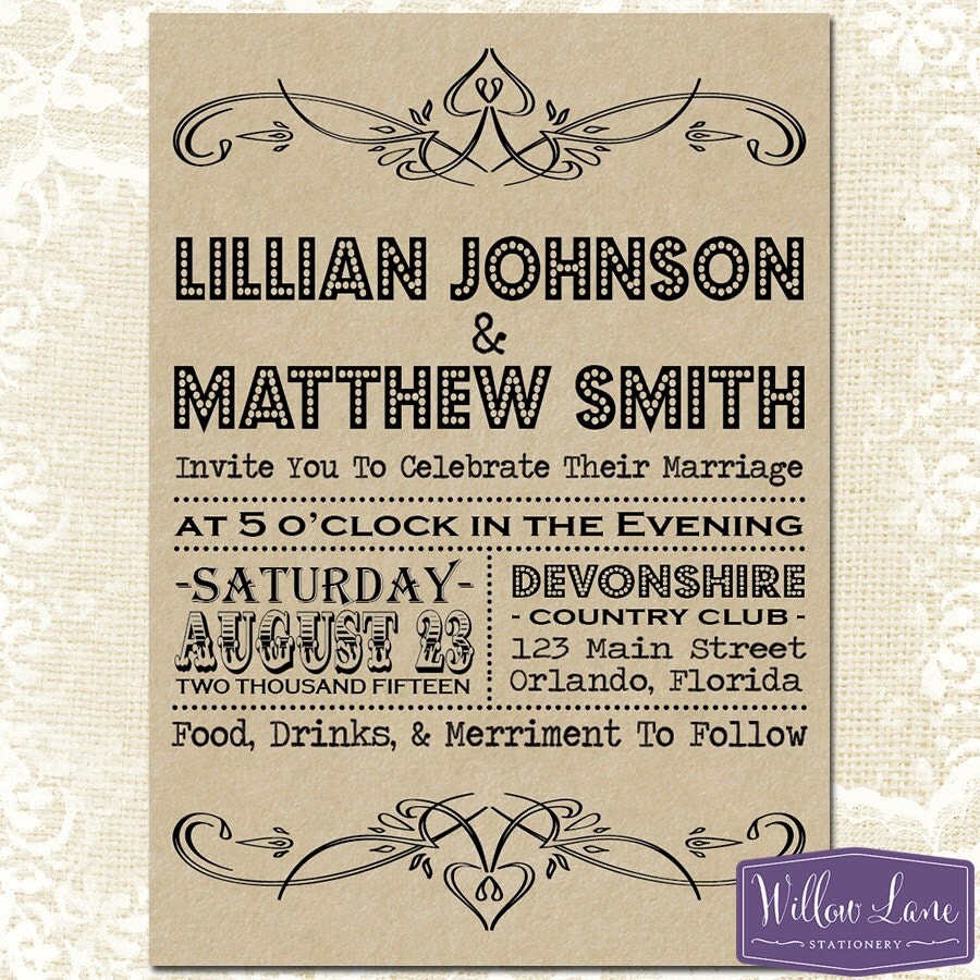 Vintage Wedding Invitations Antique Wedding Invitation