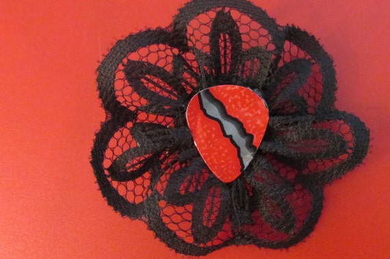 Black Lace, Guitar Pick Hair Clip!