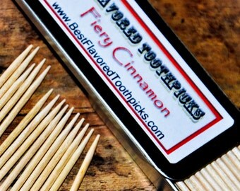 Hot Cinnamon Flavored Toothpicks, Wooden Toothpicks, Custom Toothpicks, Where to buy toothpicks, Wedding Toothpicks - 70+ Favors