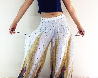 PLUS SIZE XXL Women Trouser Pants Yoga Pants Aladdin Pants Maxi Pants Boho Pants Gypsy Pants Rayon Genie Pants Hippy Pants White (TS53)