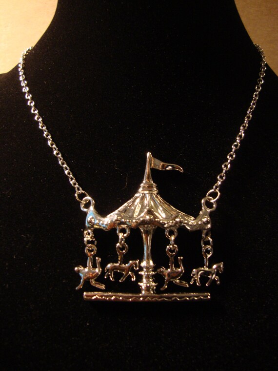 Silver Carousel Necklace by ClarksideCreations on Etsy