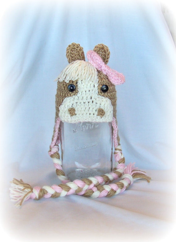 Crochet Horse Hats with Ear Flaps Pony Hat Winter Cap