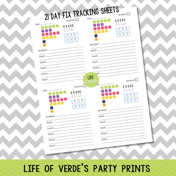 21 Day Fix Tracking Sheets Instant Download, all levels included!
