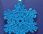 Blue Freestanding Lace Christmas Ornament Snowflake  Modern Steampunk  Free Shipping